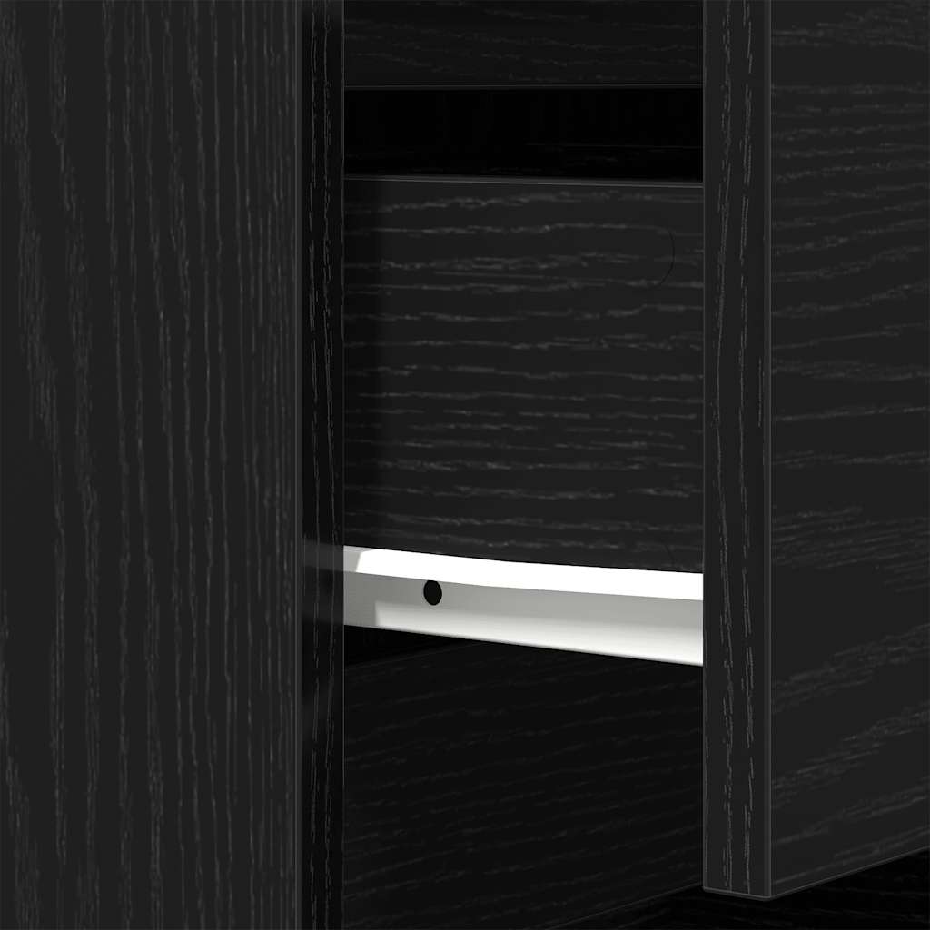 Bedside Cabinet with 3 Drawers Black 39x35x65 cm