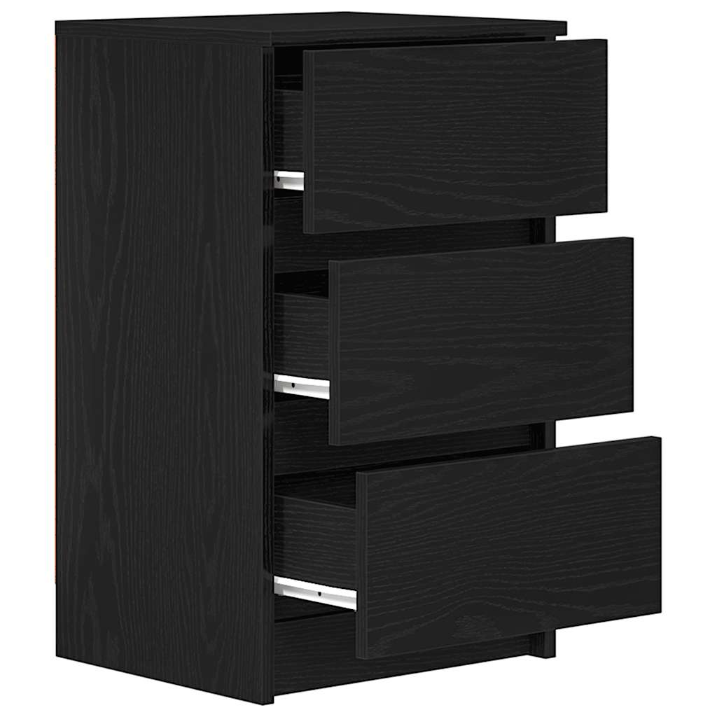 Bedside Cabinets with 3 Drawers 2 pcs Black 39x35x65 cm