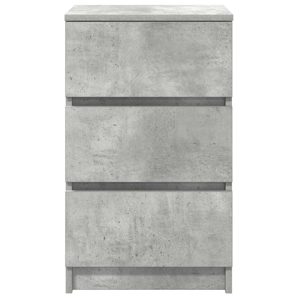Bedside Cabinet with 3 Drawers Concrete Grey 39x35x65 cm