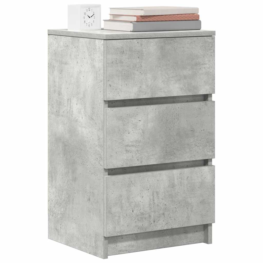Bedside Cabinets with 3 Drawers 2 pcs Concrete Grey 39x35x65 cm