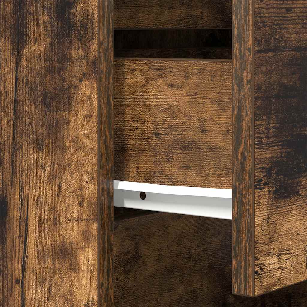 Bedside Cabinet with 3 Drawers Smoked Oak 39x35x65 cm