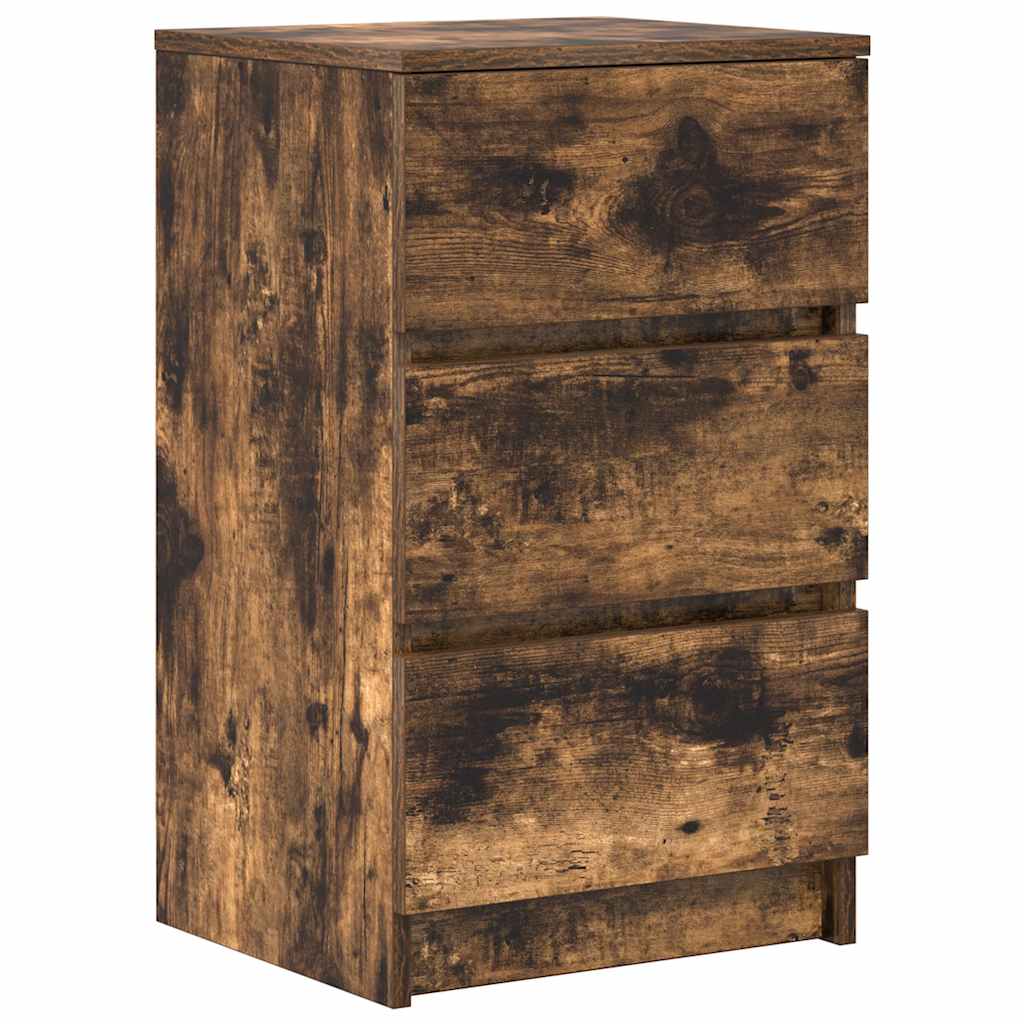 Bedside Cabinets with 3 Drawers 2 pcs Smoked Oak 39x35x65 cm