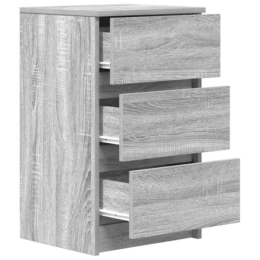 Bedside Cabinet with 3 Drawers Grey Sonoma 39x35x65 cm