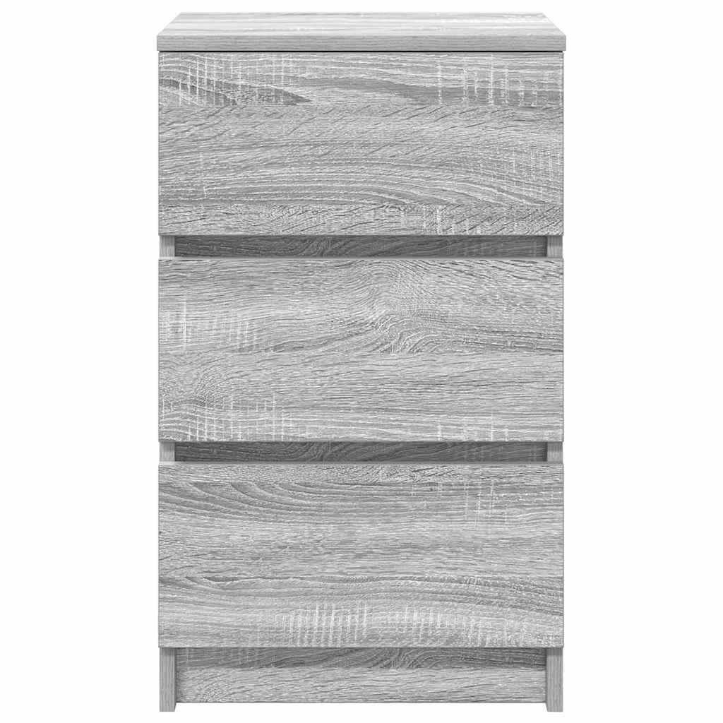 Bedside Cabinet with 3 Drawers Grey Sonoma 39x35x65 cm