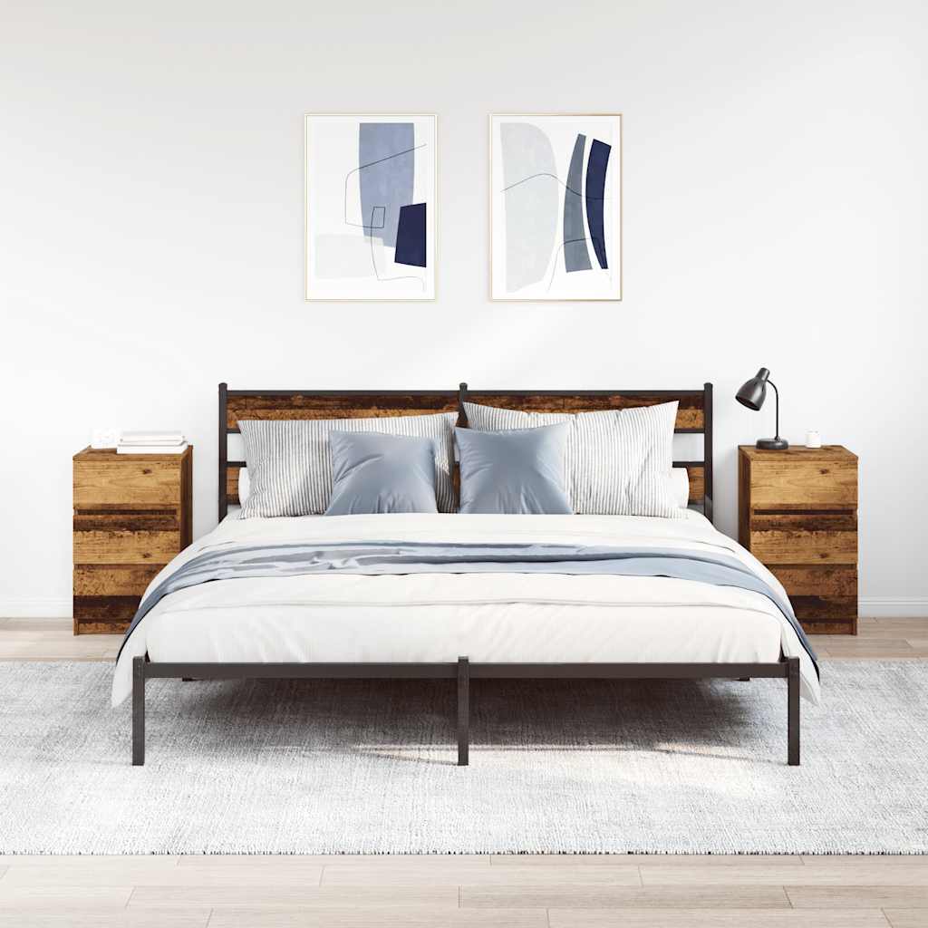 Bedside Cabinets with 3 Drawers 2 pcs Old Wood 39x35x65 cm