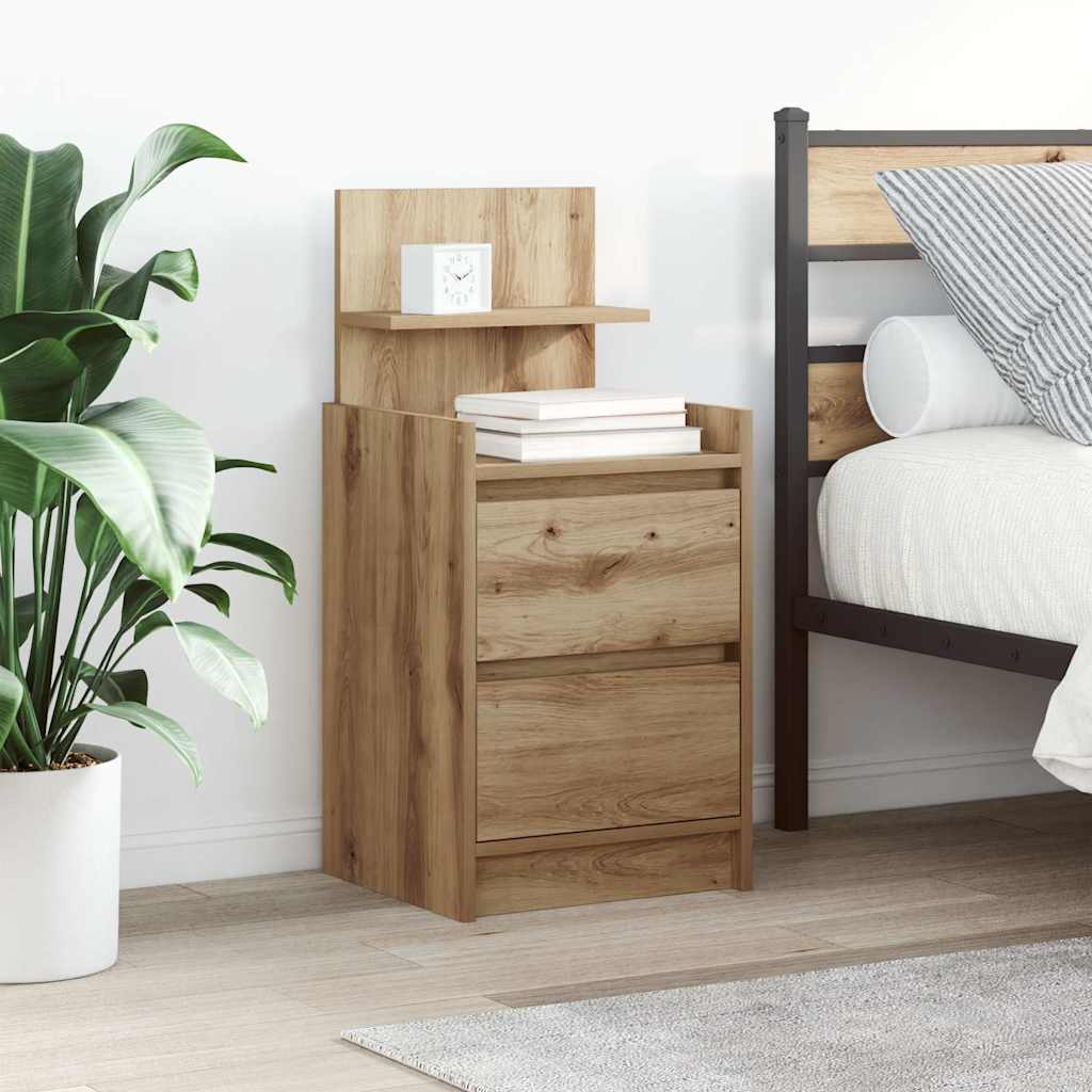 Bedside Cabinets with 2 Drawers 2 pcs Artisan Oak 38x34x80 cm