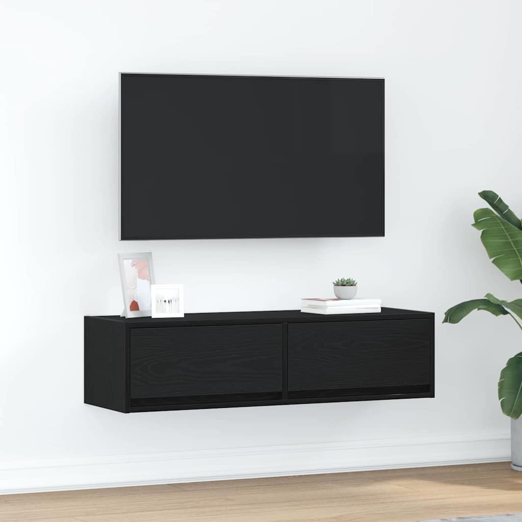 TV Cabinet Black oak 100 x 31 x 25.5 cm Engineered wood