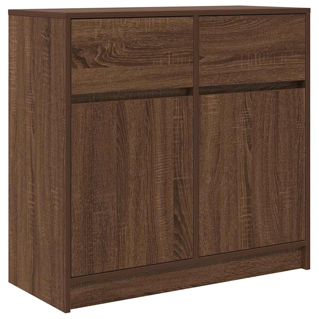 Sideboard with Drawer Brown Oak 80x34x76 cm Engineered Wood