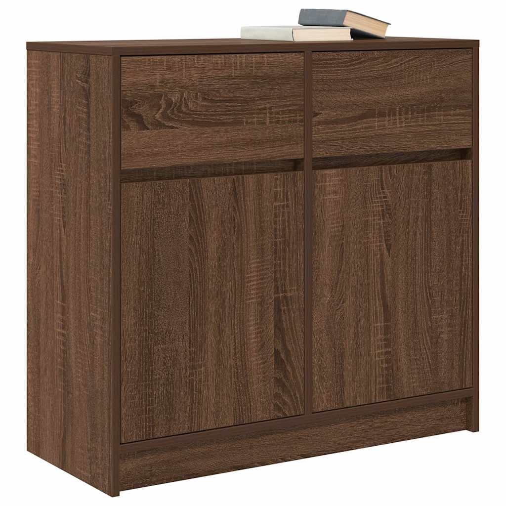 Sideboard with Drawer Brown Oak 80x34x76 cm Engineered Wood