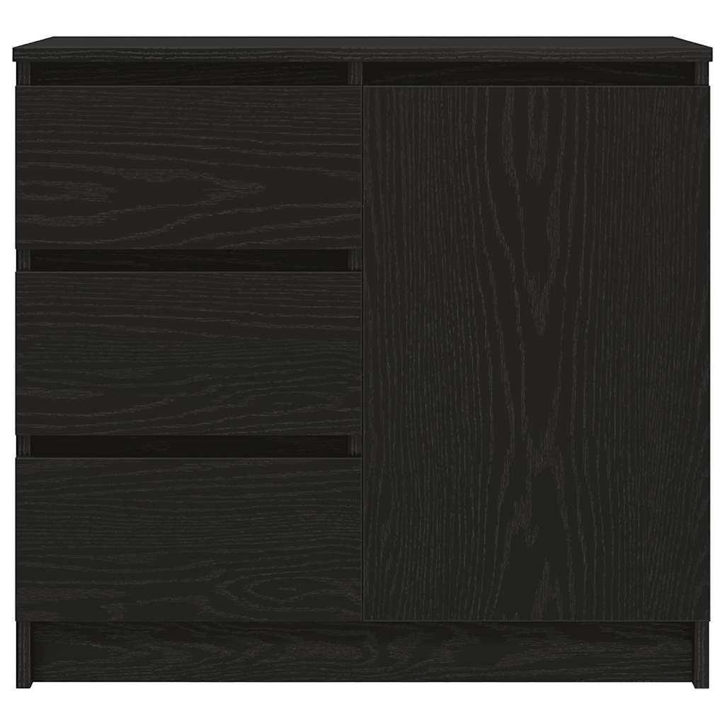 Sideboard with Drawer Black Oak 71x35x65 cm Engineered Wood