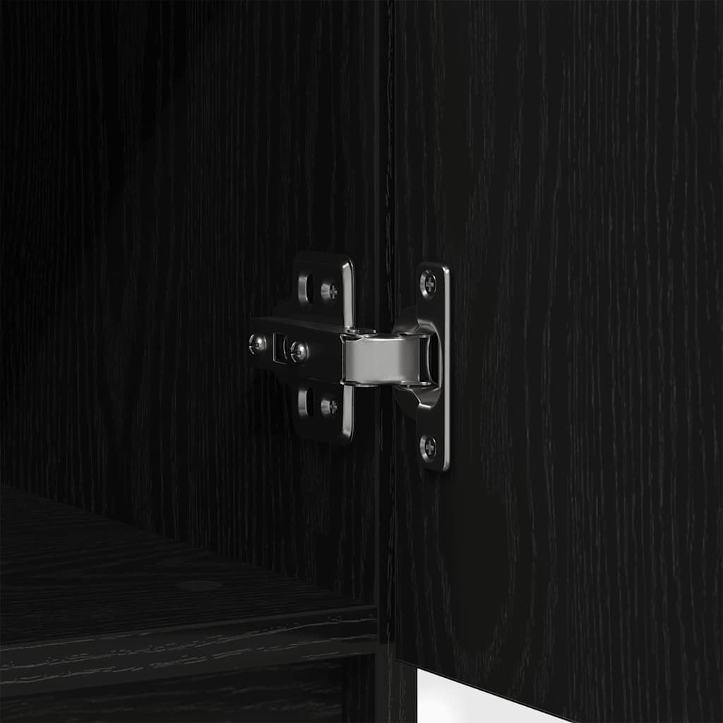 Sideboard with Drawer Black Oak 71x35x65 cm Engineered Wood