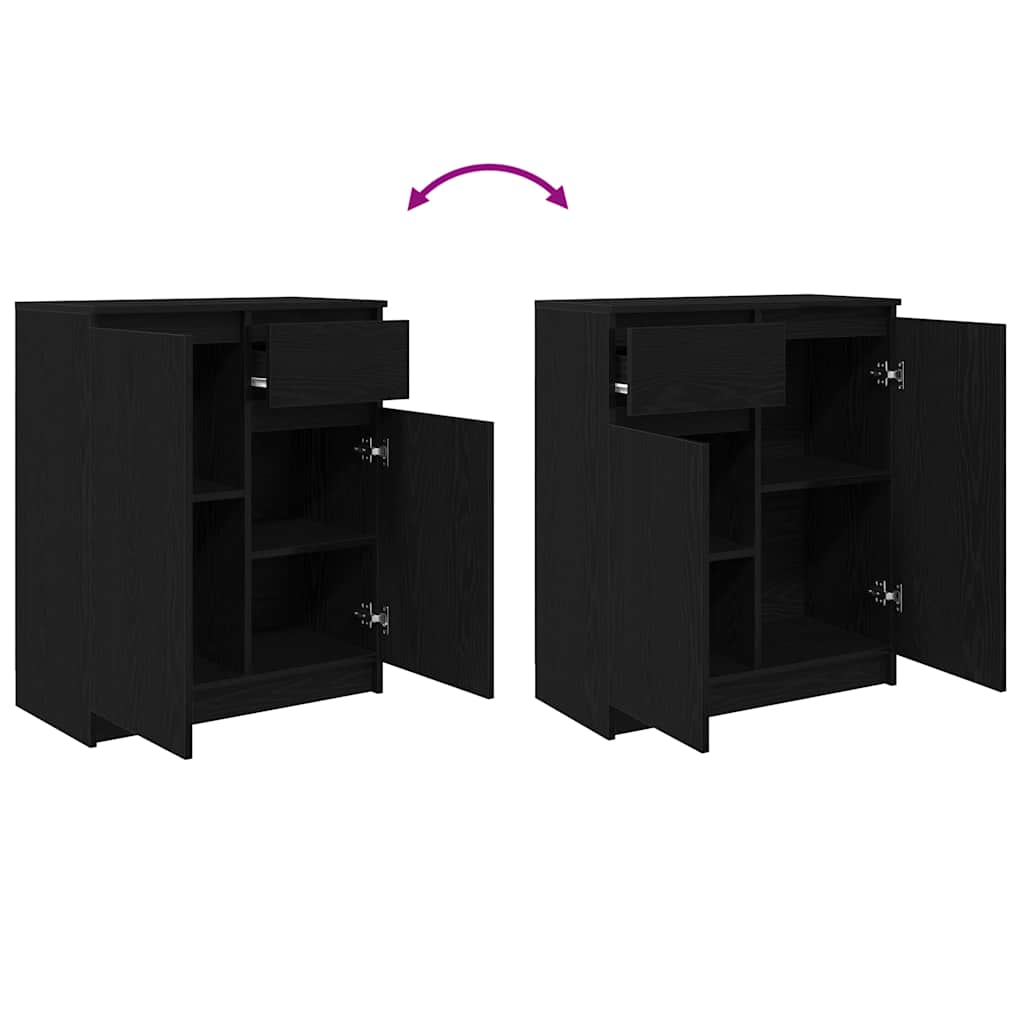 Sideboard with Drawer Black Oak 71x35x84 cm Engineered Wood