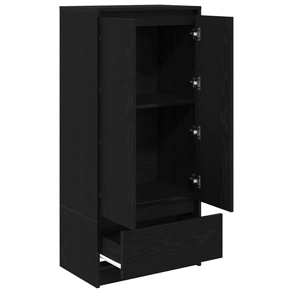 Cabinet with Drawer Black Oak 55.5x34x119.5 cm Engineered Wood
