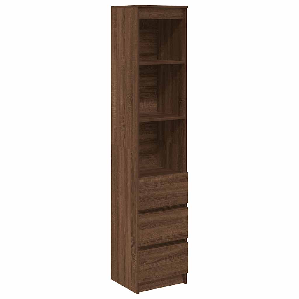 Highboard Brown Oak 37.5x35x180 cm Engineered Wood