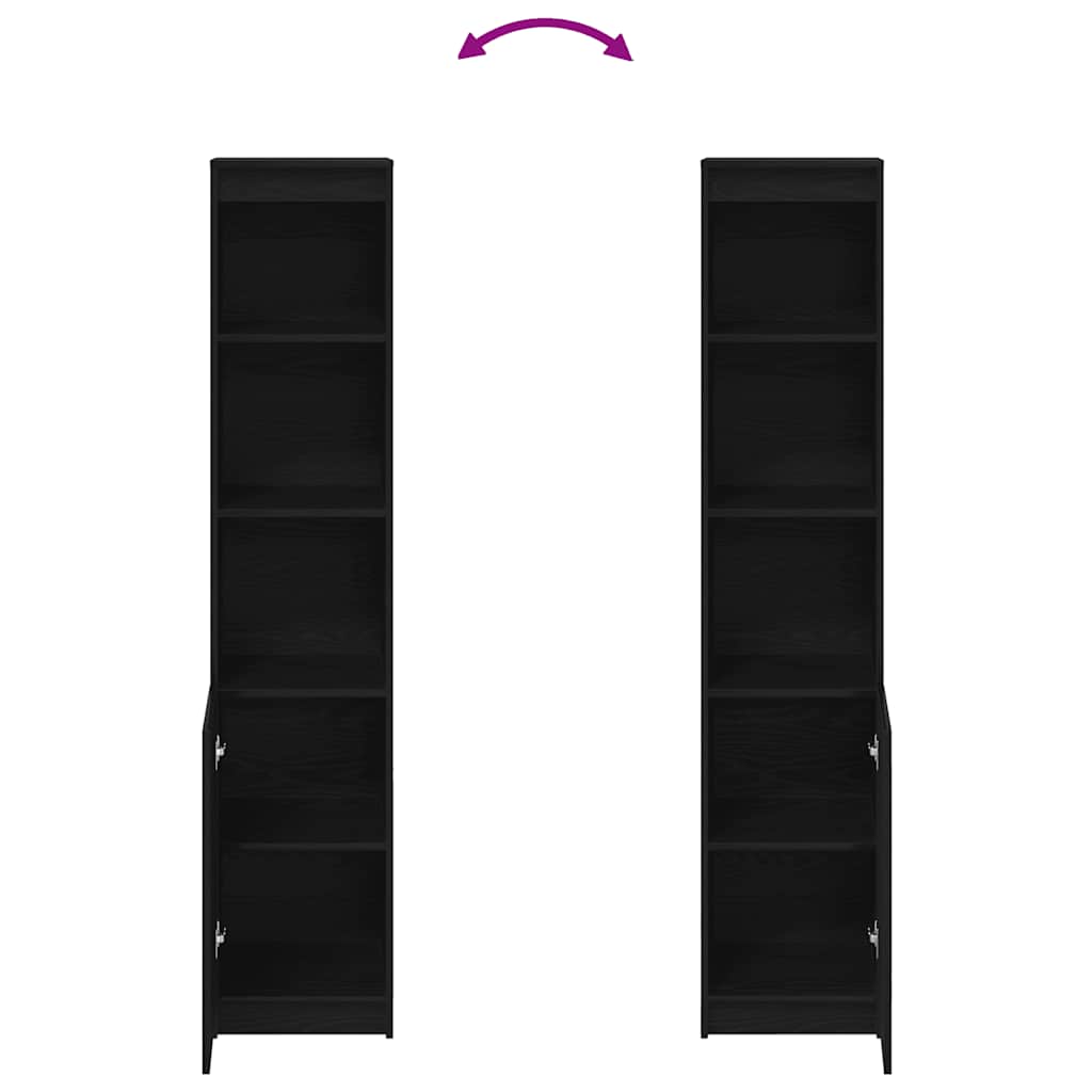 Highboard Black Oak 37.5x35x180 cm Engineered Wood