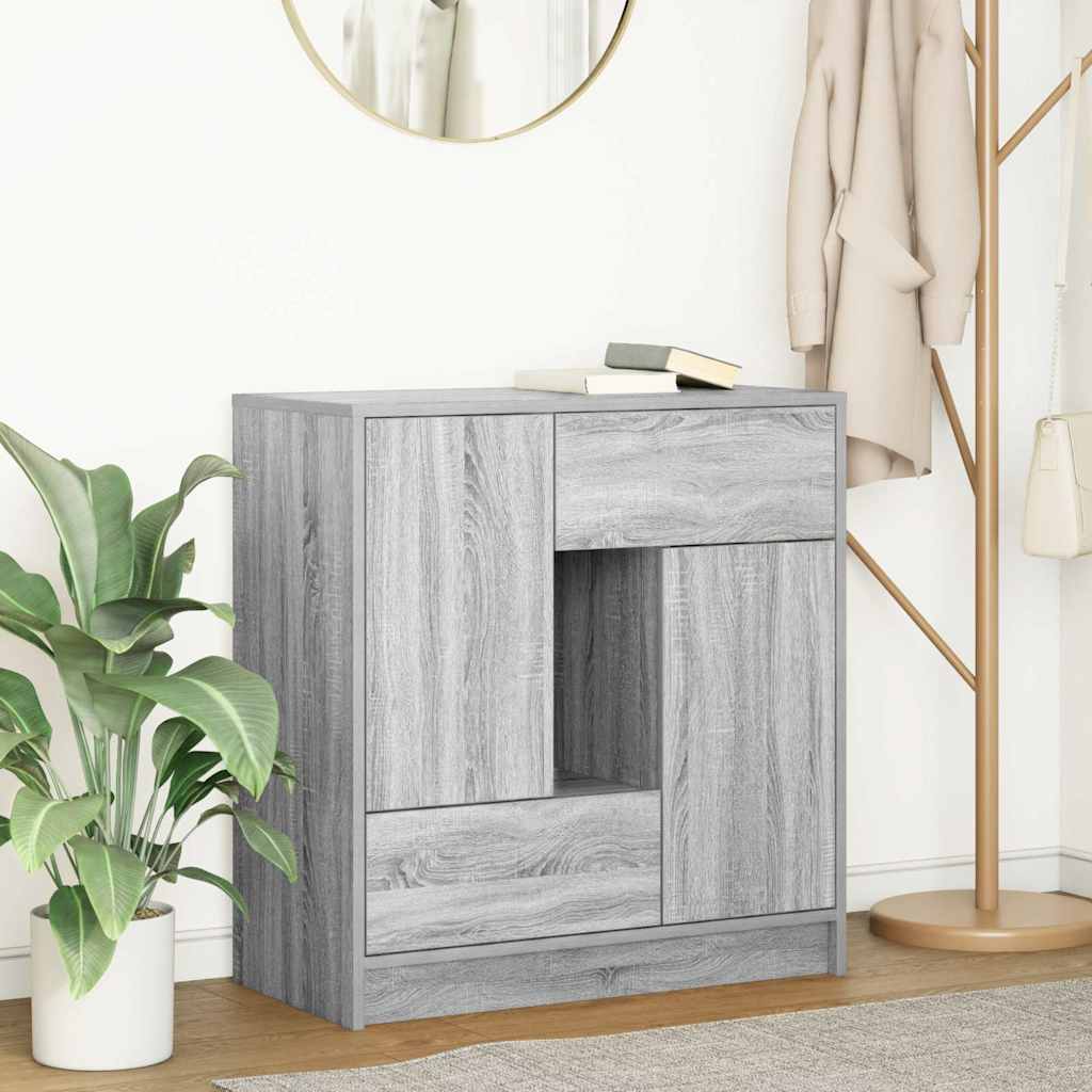 Sideboard with Drawers and Doors Grey Sonoma 70.5x34x74.5 cm