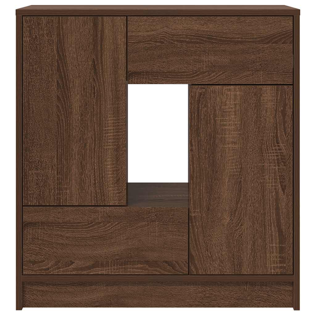 Sideboard with Drawers and Doors Brown Oak 70.5x34x74.5 cm