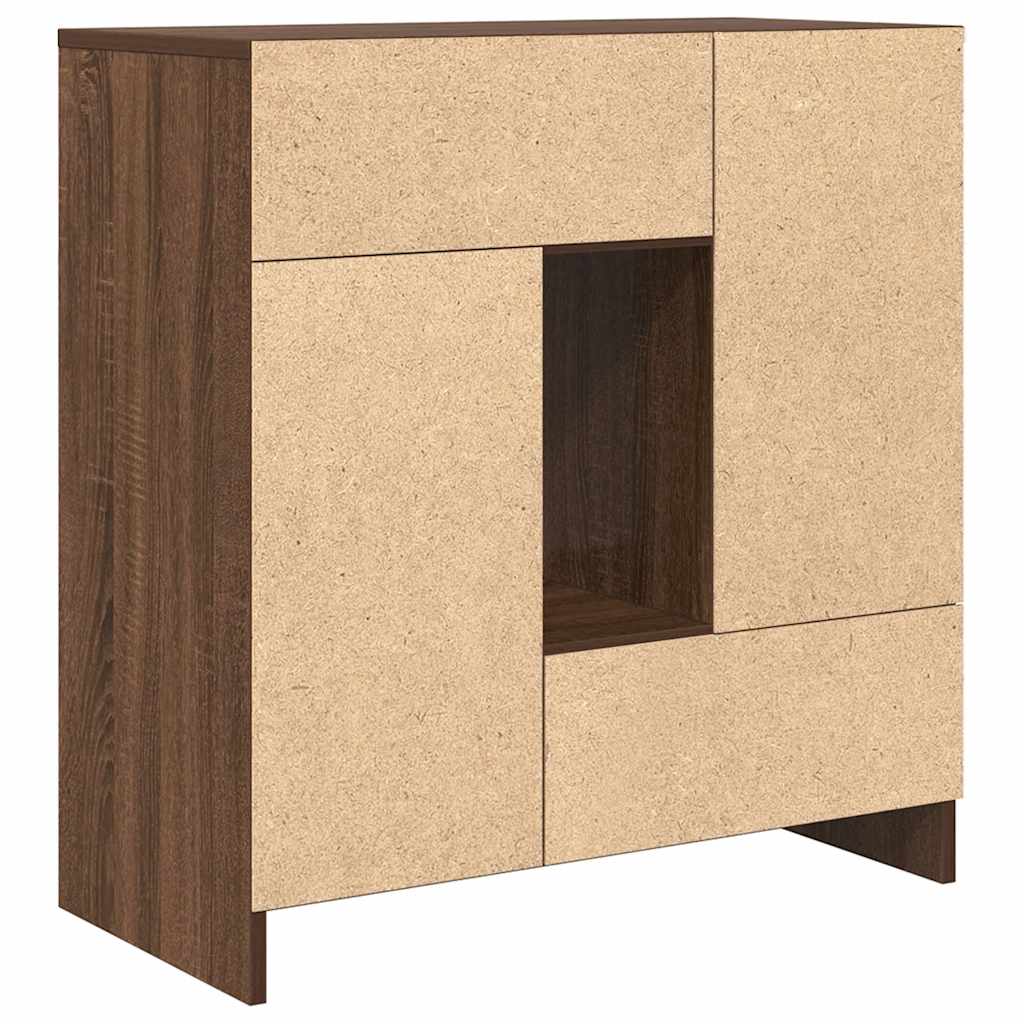 Sideboard with Drawers and Doors Brown Oak 70.5x34x74.5 cm