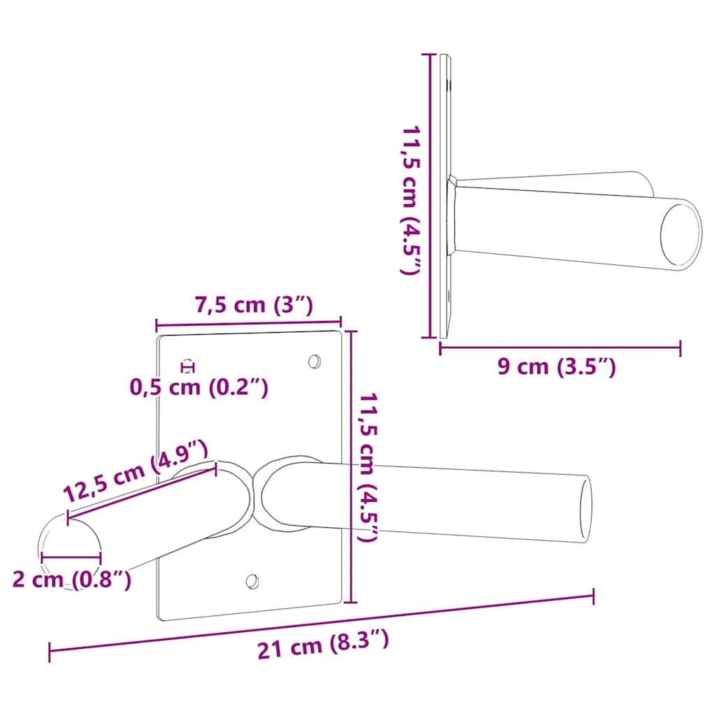 Flag Pole Holder Black 11.5 x 7.5 cm Steel