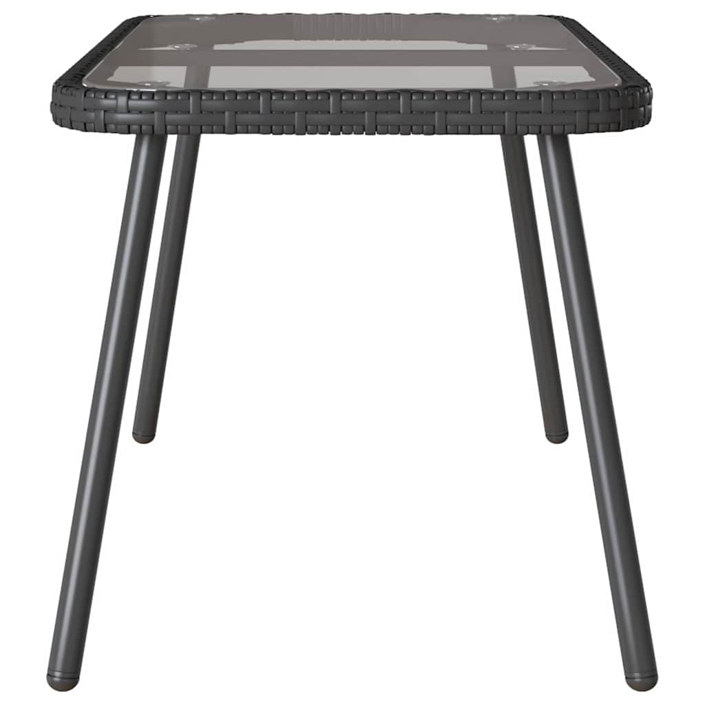 Coffee Table Black 90 x 45 x 43 cm Poly Rattan and glass