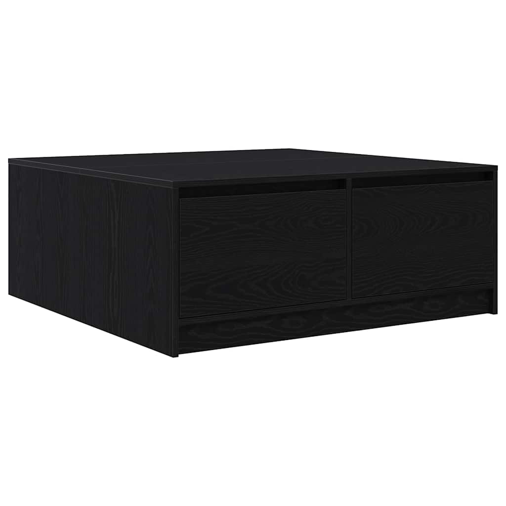 Coffee Table with Drawers Black Oak 100x100x40 cm