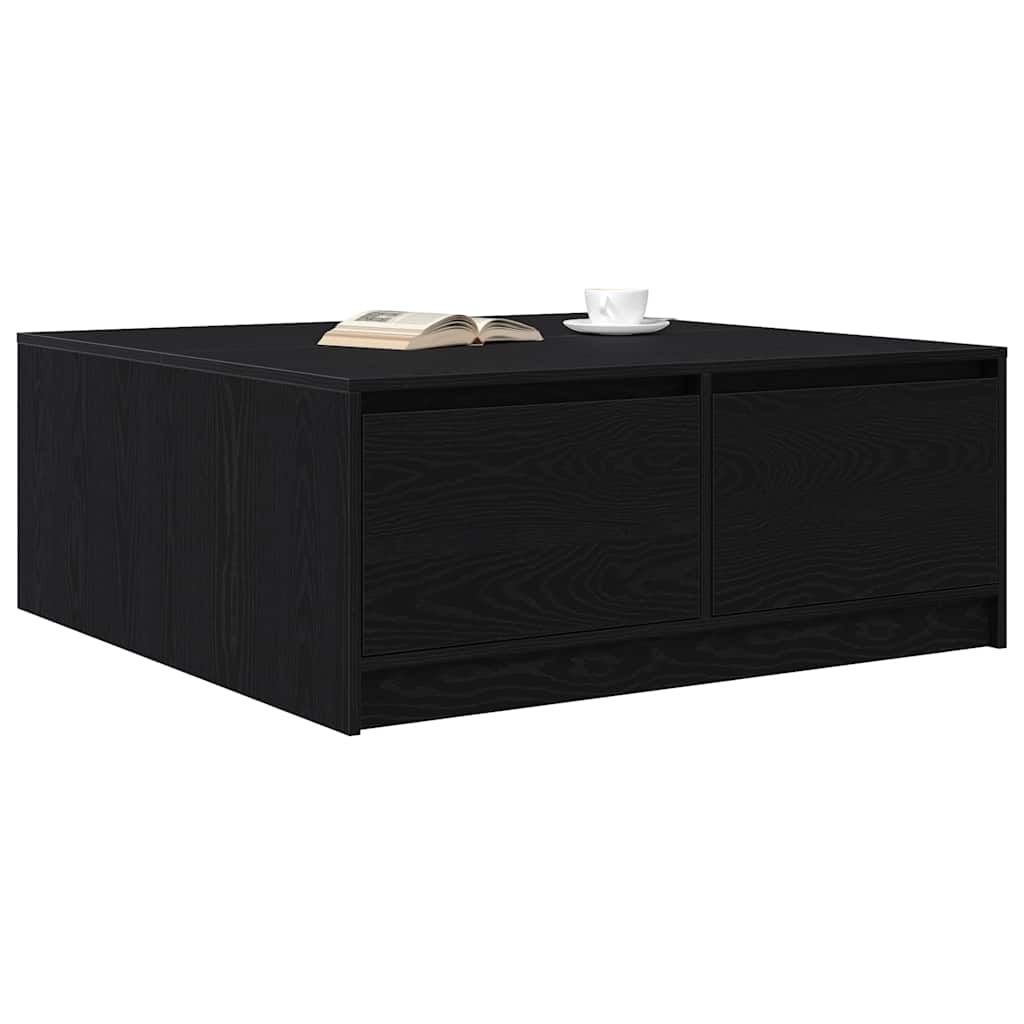 Coffee Table with Drawers Black Oak 100x100x40 cm