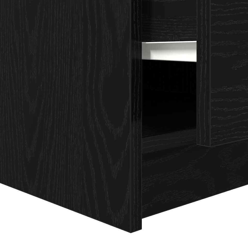 Coffee Table with Drawers Black Oak 100x100x40 cm