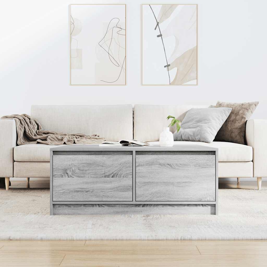 Coffee Table with Drawers Grey Sonoma 100x100x40 cm