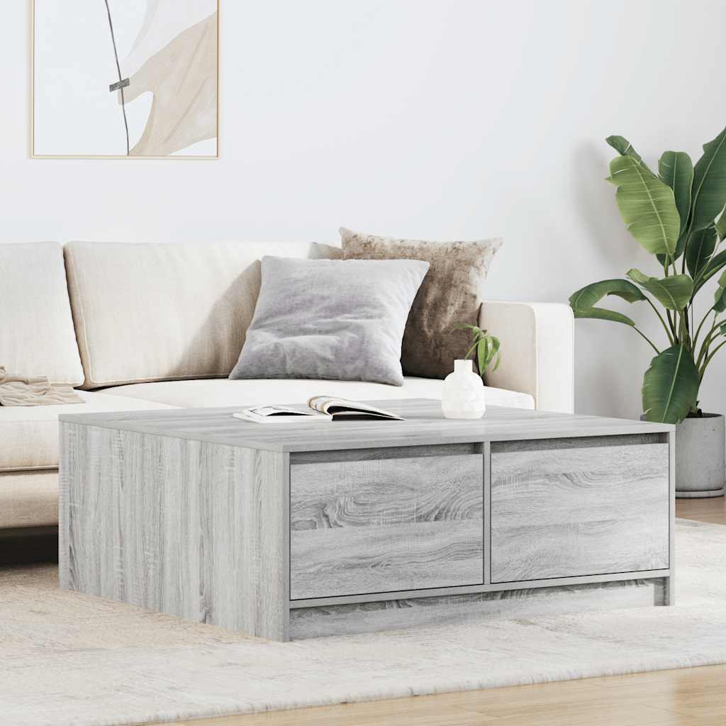 Coffee Table with Drawers Grey Sonoma 100x100x40 cm