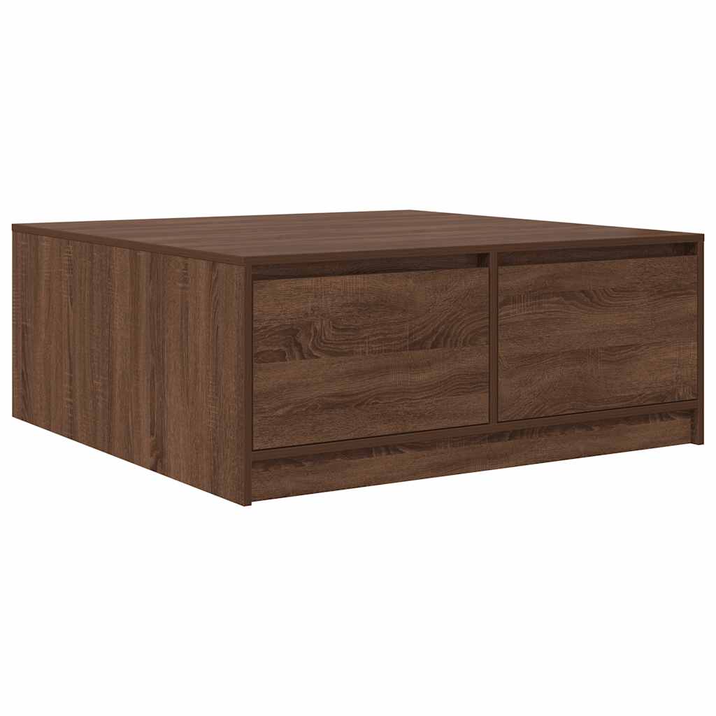Coffee Table with Drawers Brown Oak 100x100x40 cm