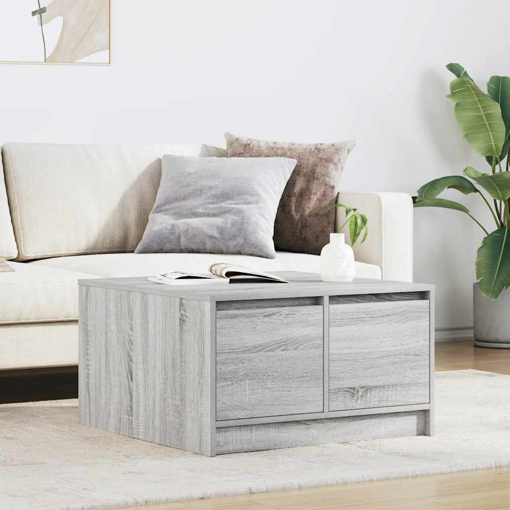 Coffee Table with Drawers Grey Sonoma 70.5x70x40 cm
