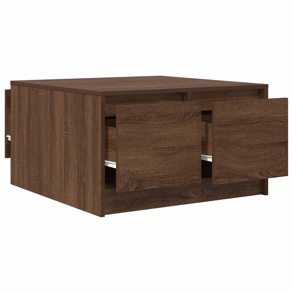 Coffee Table with Drawers Brown Oak 70.5x70x40 cm