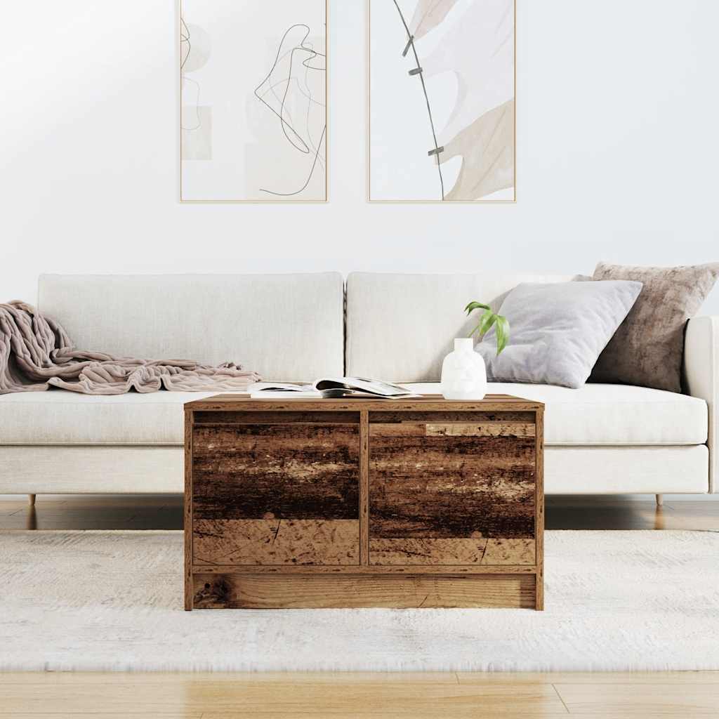 Coffee Table with Drawers Old Wood 70.5x70x40 cm