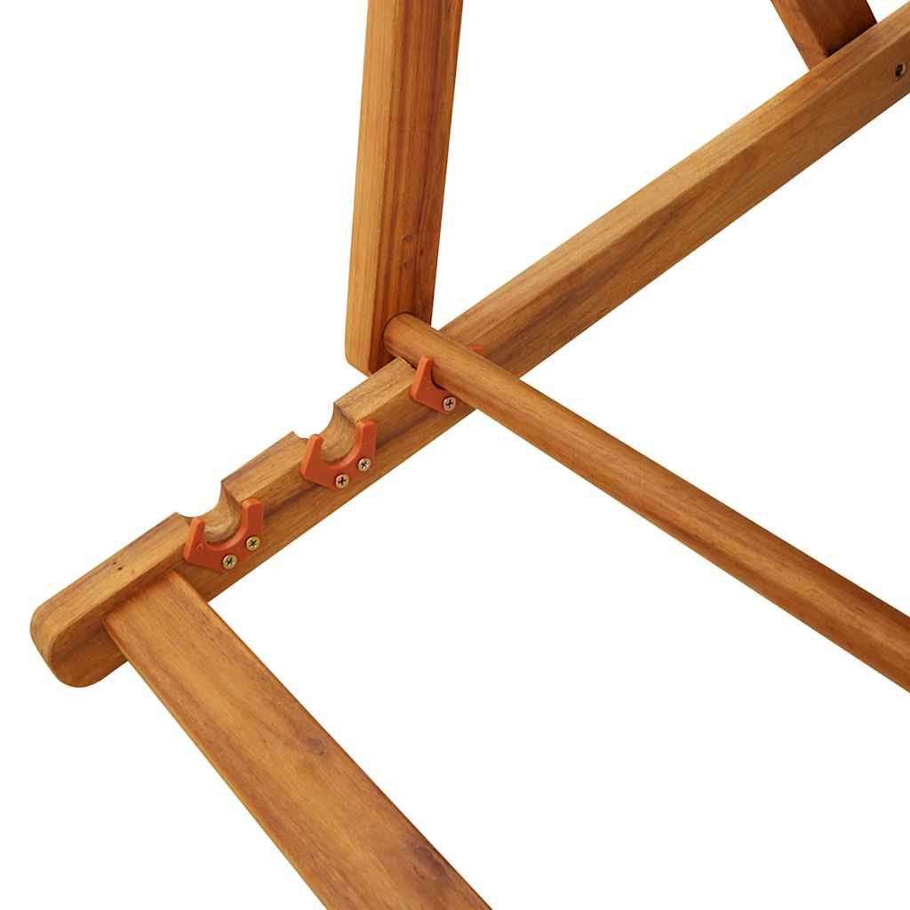 Folding Beach Chair with Armrests Taupe Acacia Wood & Textilene