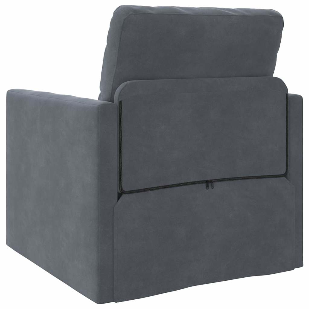 Floor Sofa Bed with Cushion Dark grey 74 x 77 x 81 cm Velvet