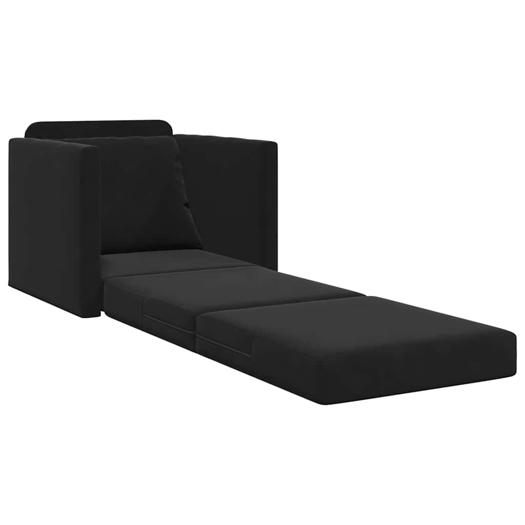 Floor Sofa Bed with Cushion Black 74 x 77 x 81 cm Velvet