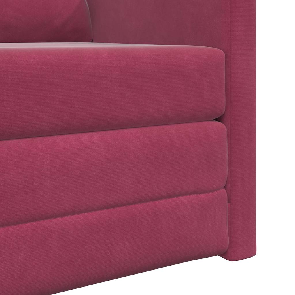 Floor Sofa Bed with Cushion Wine red 74 x 77 x 81 cm Velvet