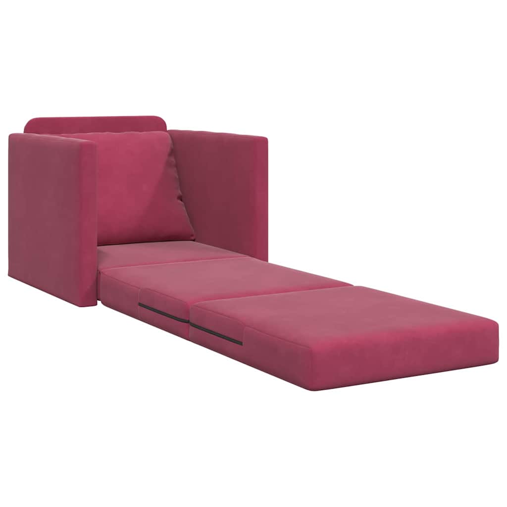 Floor Sofa Bed with Cushion Wine red 74 x 77 x 81 cm Velvet