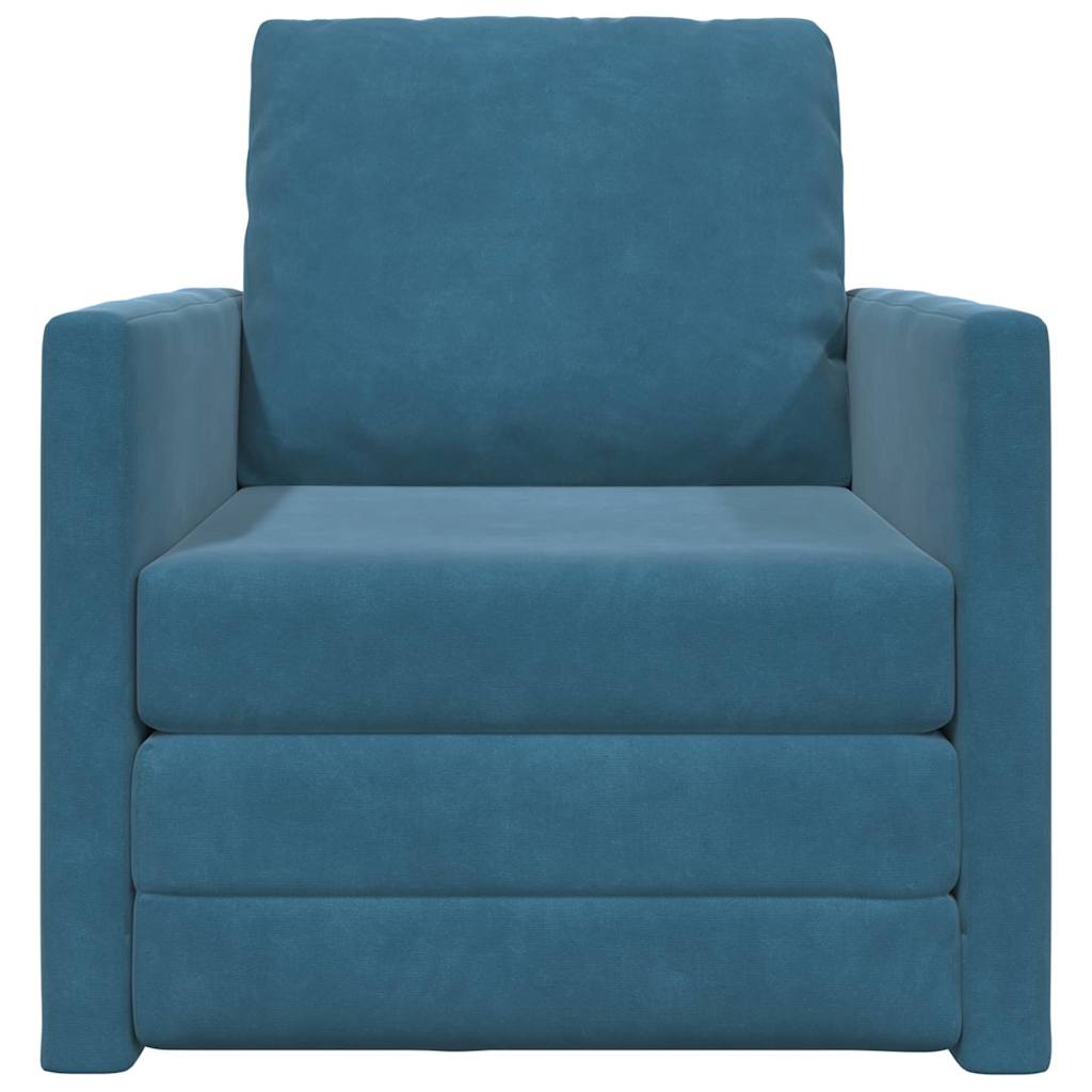 Floor Sofa Bed with Cushion Blue 74 x 77 x 81 cm Velvet