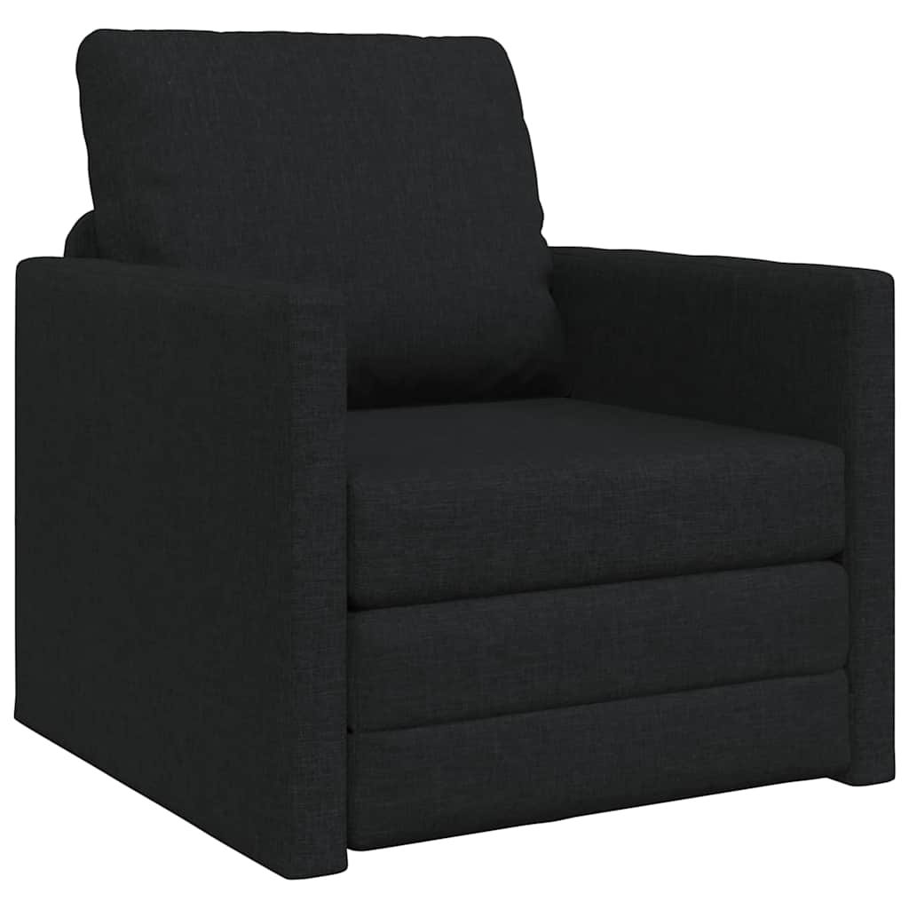 Floor Sofa Bed with Cushion Black 74 x 77 x 81 cm Fabric