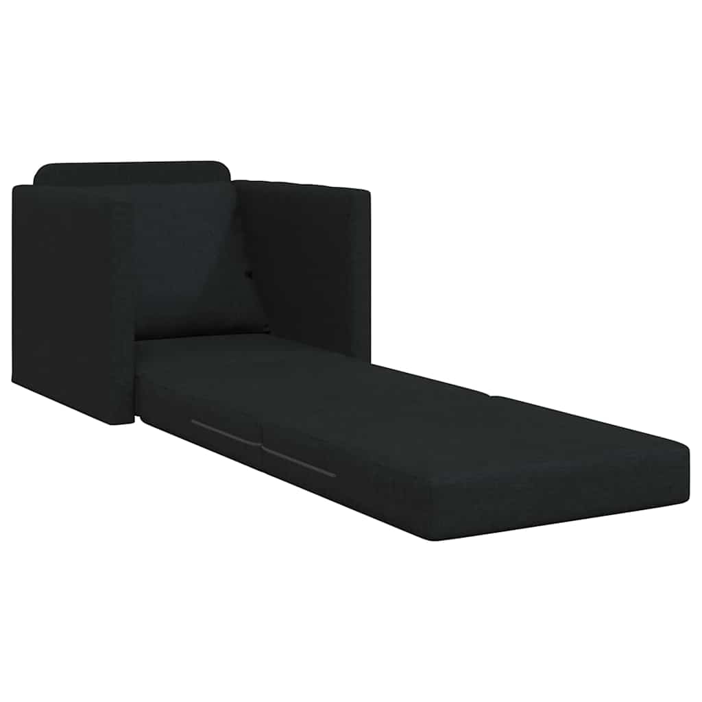 Floor Sofa Bed with Cushion Black 74 x 77 x 81 cm Fabric