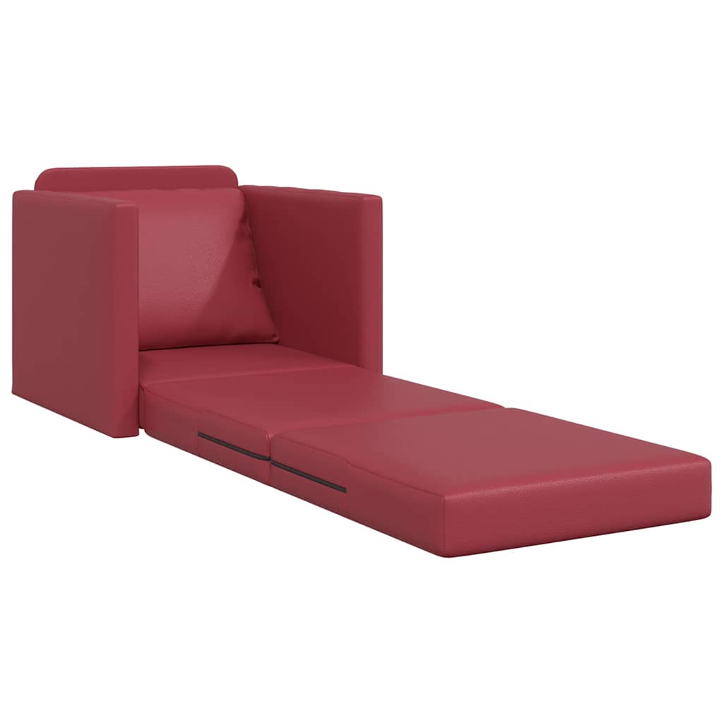 Floor Sofa Bed Wine red 74 x 77 x 81 cm Faux leather
