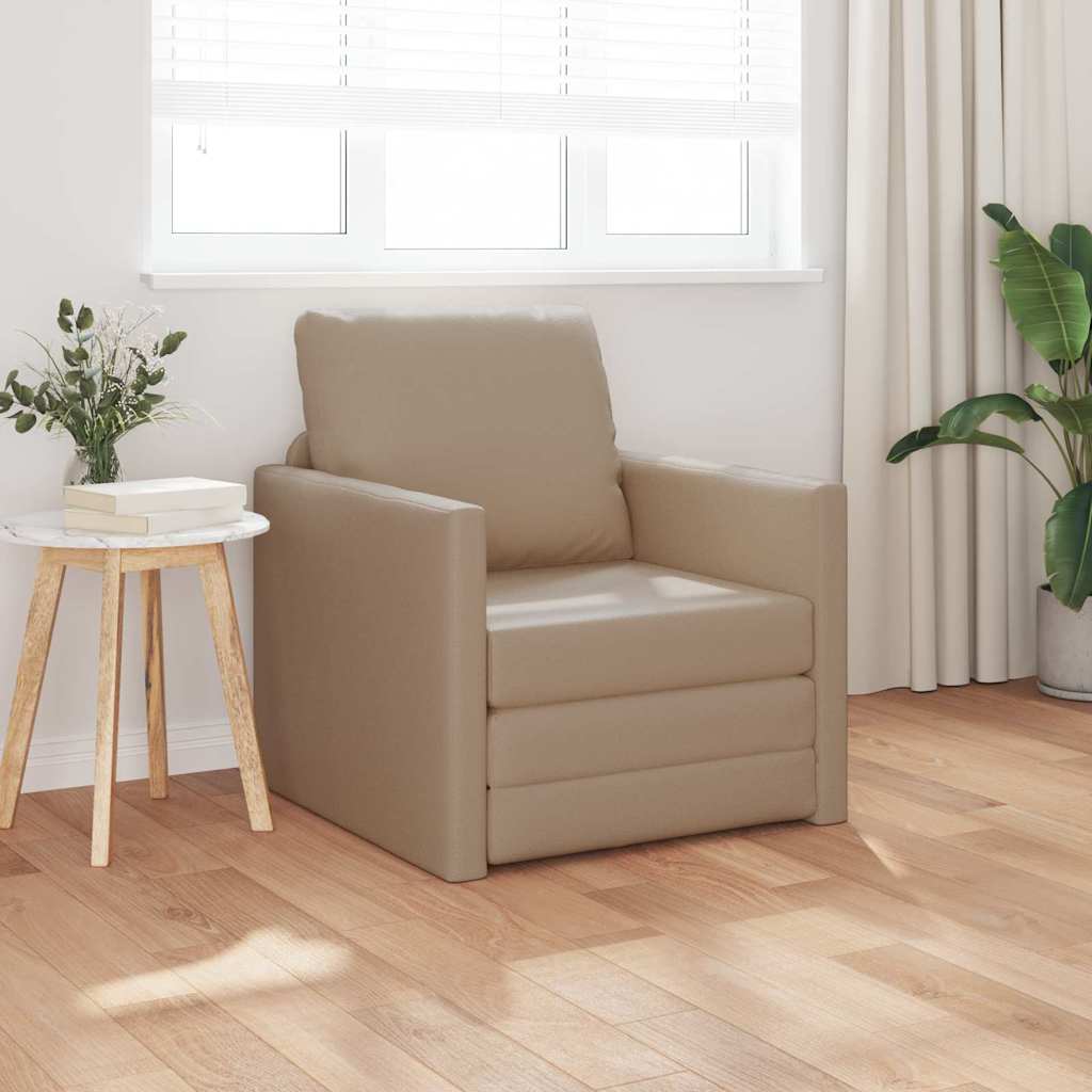 Floor Sofa Bed Cappuccino 74 x 77 x 81 cm Faux leather