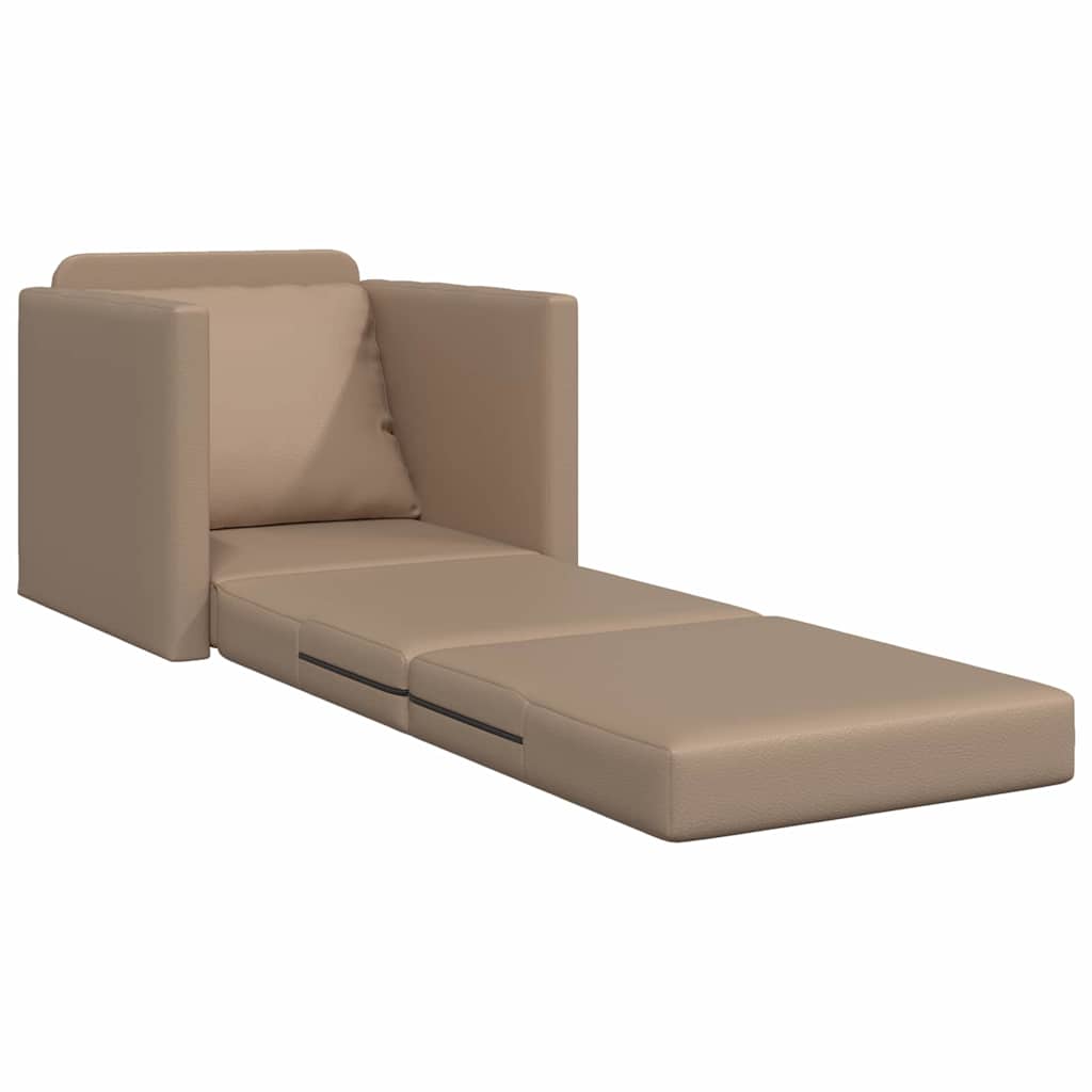 Floor Sofa Bed Cappuccino 74 x 77 x 81 cm Faux leather