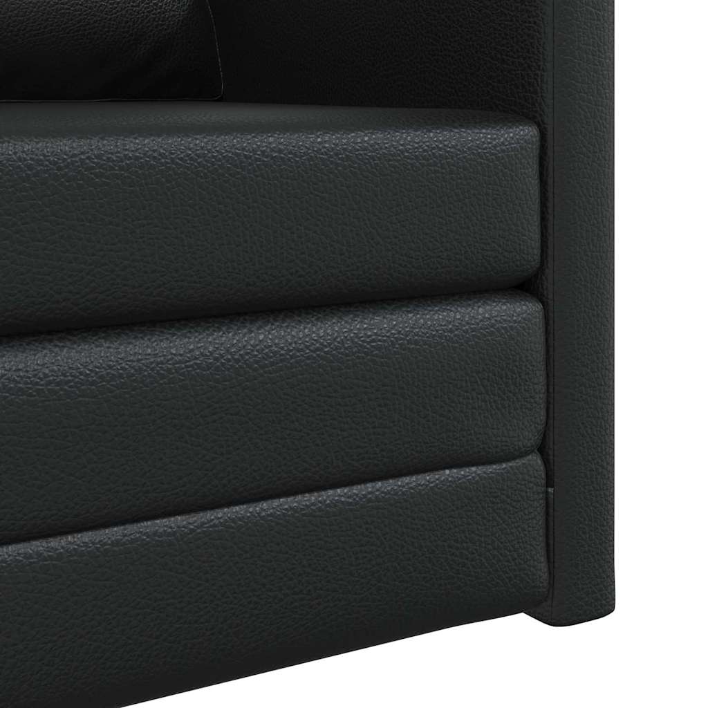 Floor Sofa Bed with Cushion Black 74 x 77 x 81 cm Faux leather