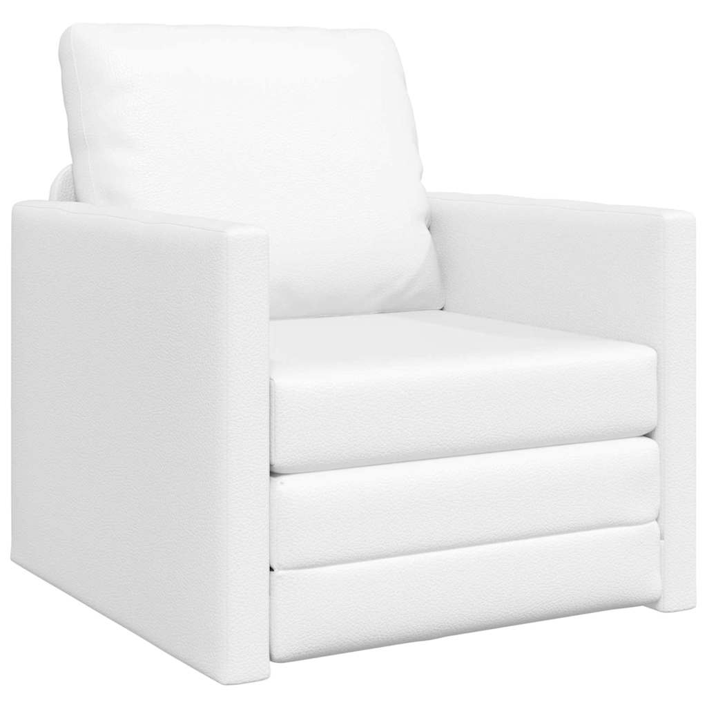 Floor Sofa Bed with Cushion White 74 x 77 x 81 cm Faux leather