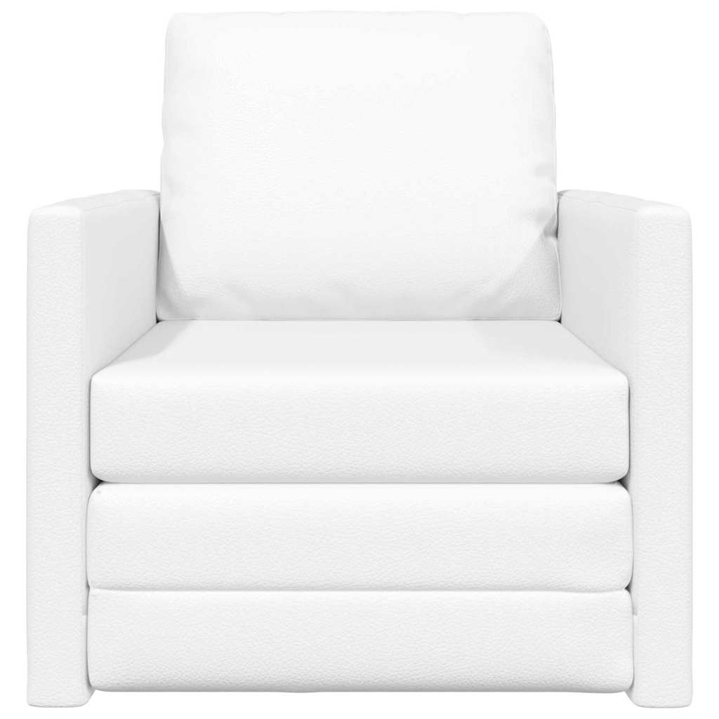 Floor Sofa Bed with Cushion White 74 x 77 x 81 cm Faux leather