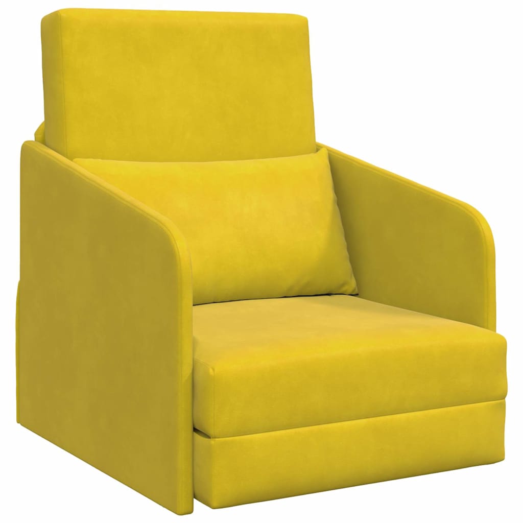 Sofa Bed Yellow 65 x 80 x 83 cm Velvet
