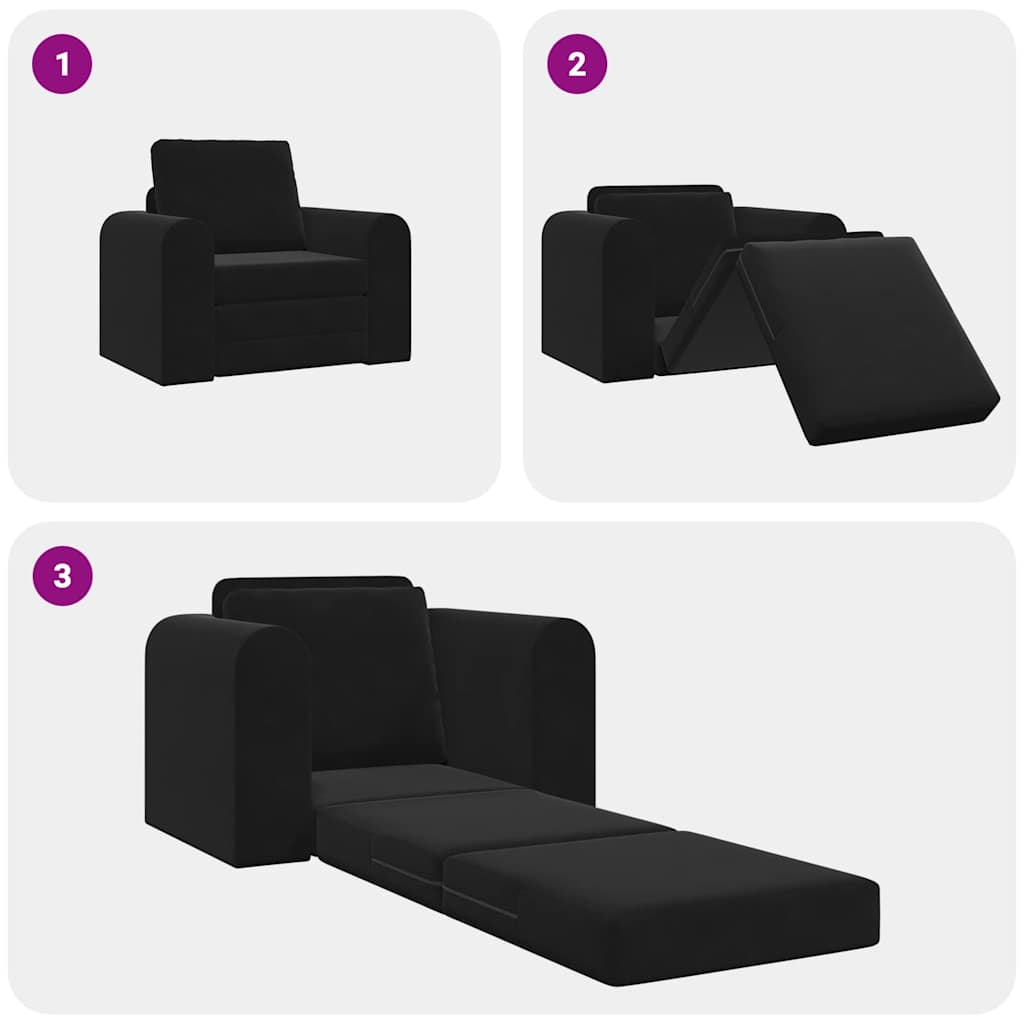 Sofa Bed Black 98 x 71 x 83 cm Velvet