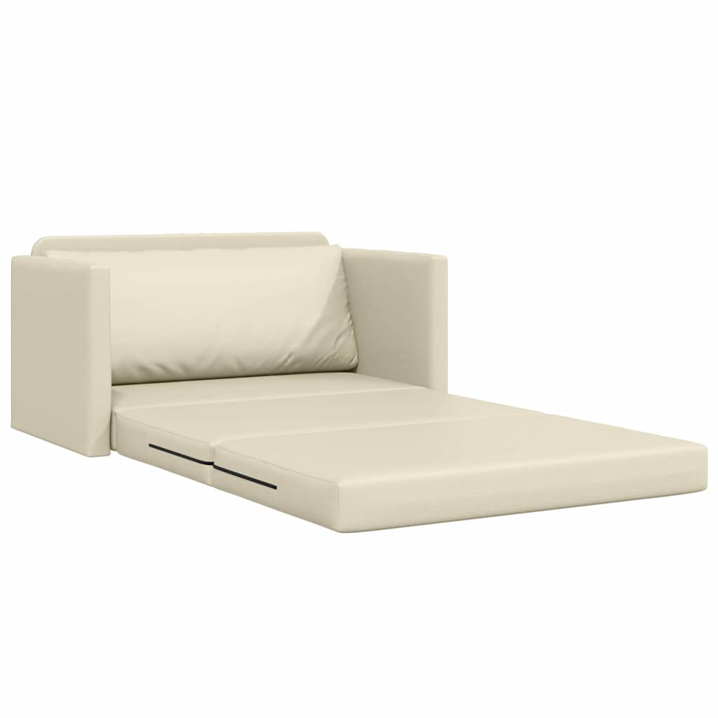 Sofa Bed Cream 124 x 71 x 78 cm Artificial Leather
